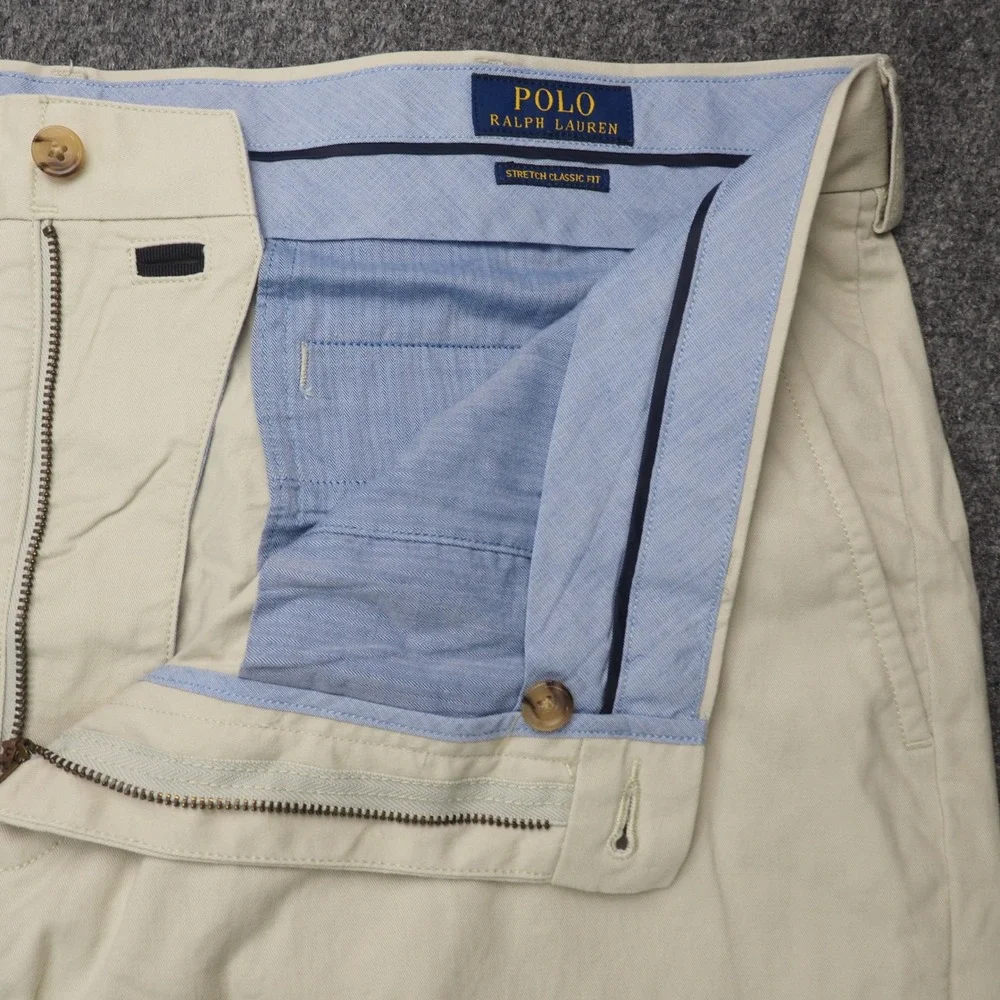 Polo Ralph Lauren Chino Pants Mens 40x32 Stretch Classic Fit Beige Solid Preppy